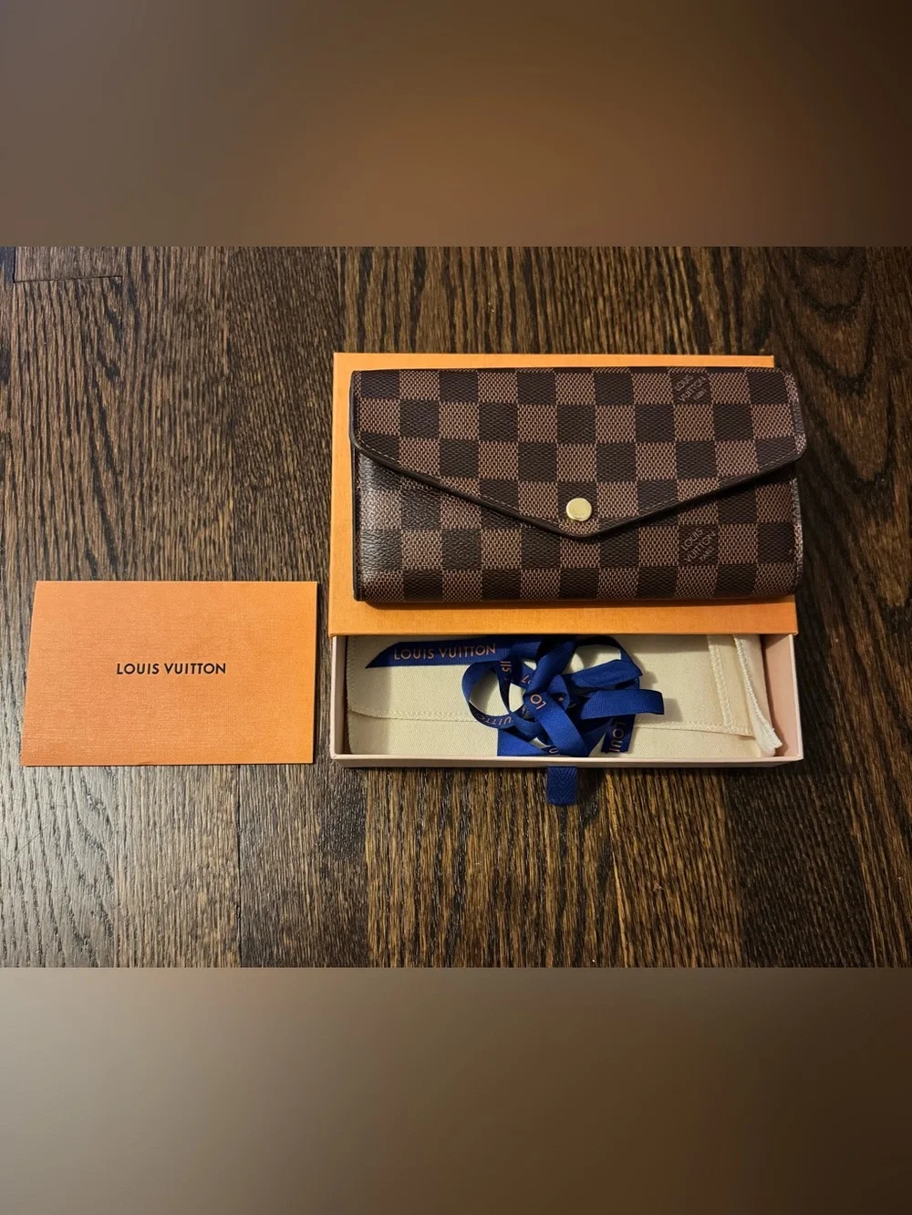 Louis Vuitton EMPTY Gift Box Wallet Size w/ Dust Bag Ribbon & Envelope